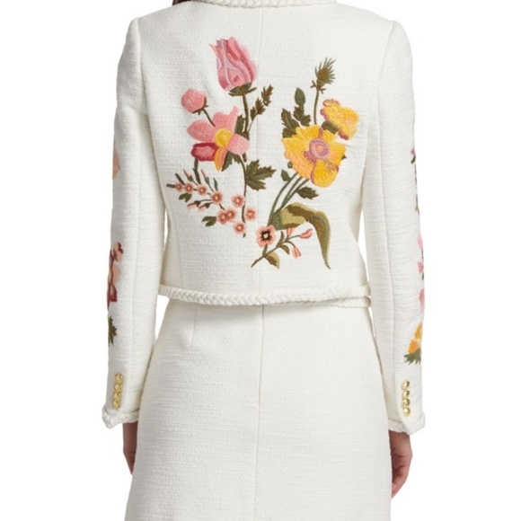 🔹️DEREK LAM 10 CROSBY 🔹️Penelope Floral Embroidered Crew Neck Jacket Size 0 - Picture 3 of 9